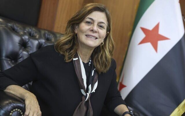 Syrian Minister of Social Affairs and Labor Hind Kabawat, speaks during an interview with the Associated Press, in Damascus, Syria, May 12, 2025. (AP Photo/Ghaith Alsayed) Syrian Minister of Social Affairs and Labor Hind Kabawat, speaks during an interview with the Associated Press, in Damascus, Syria, May 12, 2025. (AP Photo/Ghaith Alsayed)