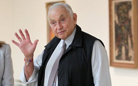 Then-Chairman and CEO of L Brands Les Wexner tours the exhibit at the Wexner Center for the Arts in Columbus, Ohio, September 19, 2014. (AP Photo/Jay LaPrete)