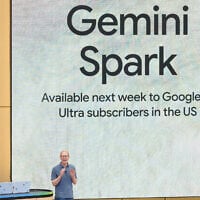 Josh Woodward, vice president of Google Labs and Gemini, speaks about Gemini Spark at a Google I/O event in Mountain View, Calif., May 19, 2026. (AP Photo/Jeff Chiu)
