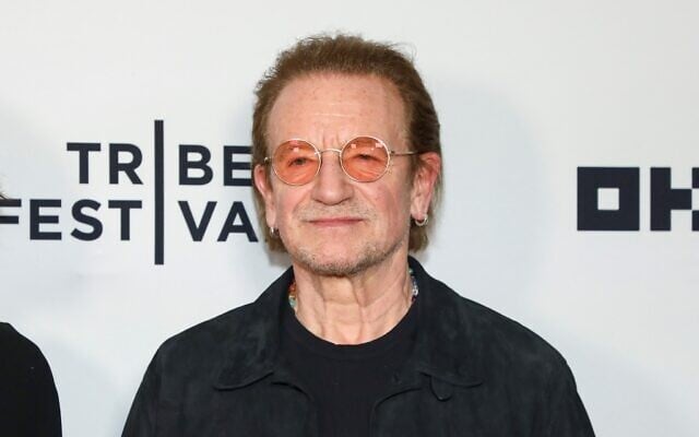 Bono attends the “GUGGI” premiere at SVA Theatre during the Tribeca Festival on June 13, 2026, in New York. (Andy Kropa/Invision/AP)