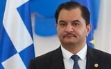 Deputy Commander of the Libyan National Army, Lieutenant General Saddam Haftar looks on before his meeting with the Greek Prime Minister Kyriakos Mitsotakis, in Athens, on June 15, 2026. (AP Photo/Petros Giannakouris)