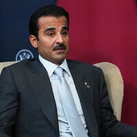 Qatar’s Emir Sheikh Tamim bin Hamad Al Thani meets with US President Donald Trump, not seen, during a bilateral meeting on the sidelines of the G7 summit, June 16, 2026, in Evian-les-Bains, France. (AP Photo/Julia Demaree Nikhinson)