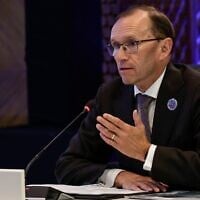 Norway Foreign Minister Espen Barth Eide speaks on the sidelines of the ASEAN Foreign Ministers’ Meeting at the Philippine International Convention Center in Pasay, Metro Manila, July 22, 2026. (Rolex Dela Pena/Pool via AP)