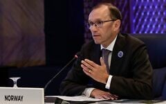 Norway Foreign Minister Espen Barth Eide speaks on the sidelines of the ASEAN Foreign Ministers’ Meeting at the Philippine International Convention Center in Pasay, Metro Manila, July 22, 2026. (Rolex Dela Pena/Pool via AP)