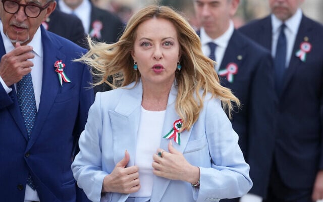 Italian Prime Minister Giorgia Meloni arrives to attend the parade on the occasion of the 80th anniversary of the proclamation of the Italian Republic, in Rome, June 2, 2026. (AP Photo/Andrew Medichini) Italian Prime Minister Giorgia Meloni arrives to attend the parade on the occasion of the 80th anniversary of the proclamation of the Italian Republic, in Rome, June 2, 2026. (AP Photo/Andrew Medichini)
