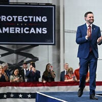 US Vice President JD Vance arrives to speak at Universal Contracting and Urban Tree Trimming, August 31, 2026, in Sterling Heights, Mich. (Saul Loeb/Pool Photo via AP)