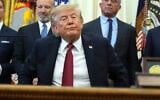 US President Donald Trump prepares to depart after speaking in the Oval Office of the White House, in Washington, August 31, 2026. (Jacquelyn Martin/AP)