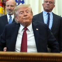 US President Donald Trump prepares to depart after speaking in the Oval Office of the White House, in Washington, August 31, 2026. (Jacquelyn Martin/AP)