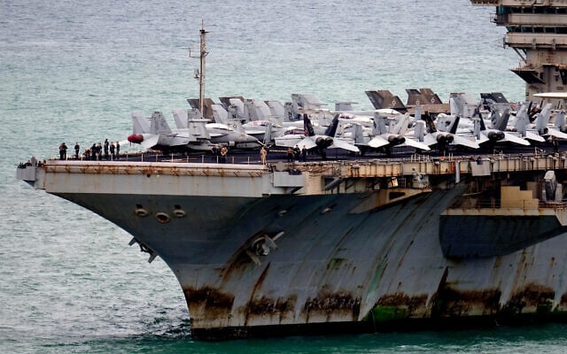 The US Navy aircraft carrier USS Abraham Lincoln arrives at the port in Laem Chabang, Chonburi, Thailand, September 2, 2026. (AP Photo/Sakchai Lalit)