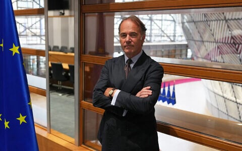European Union Counter-Terrorism Coordinator Bartjan Wegter poses prior to an interview with The Associated Press in Brussels, September 3, 2026. (Virginia Mayo/AP)