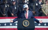 US President Donald Trump speaks during a Steel Across America event with the Tunnel to Towers Foundation on the Ellipse, September 8, 2026, in Washington. (AP Photo/Mark Schiefelbein)