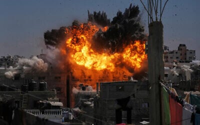 An explosion erupts following an Israeli airstrike in Gaza City, September 9, 2026. (AP Photo/Jehad Alshrafi)