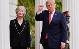 Ireland’s President Catherine Connolly, left, hosts US President Donald Trump ahead of a meeting at Áras an Uachtaráin in Dublin, September 12, 2026. (AP Photo/Julia Demaree Nikhinson)