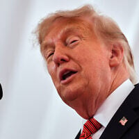 US President Donald Trump delivers remarks to US embassy staff at Deerfield Residence in Dublin, September 12, 2026. (AP Photo/Julia Demaree Nikhinson)
