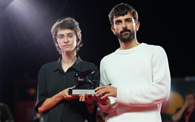 Directors Rachel Szor, left, and Yuval Abraham, winners of the special jury prize for the film ‘Naza’, pose for photographers at the awards photo call during the closing ceremony of the 83rd edition of the Venice Film Festival in Venice, Italy, on September 12, 2026. (Scott A Garfitt/Invision/AP) Directors Rachel Szor, left, and Yuval Abraham, winners of the special jury prize for the film ‘Naza’, pose for photographers at the awards photo call during the closing ceremony of the 83rd edition of the Venice Film Festival in Venice, Italy, on September 12, 2026. (Scott A Garfitt/Invision/AP)