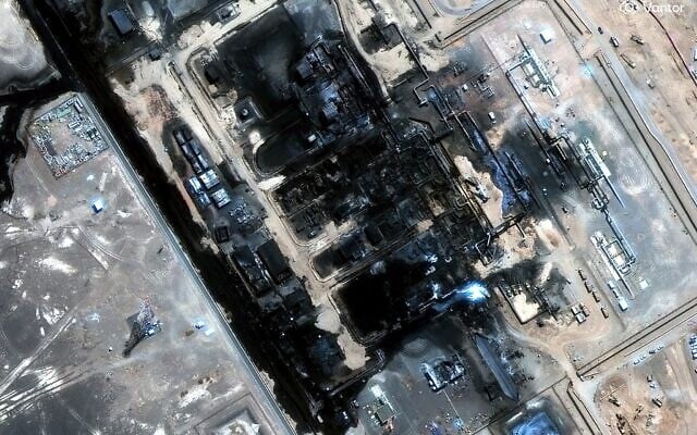 This satellite image provided by Vantor on September 13, 2026 shows the aftermath of the recent drone attack on the East-West pipeline in Saudi Arabia. (Satellite image ©2026 Vantor via AP) This satellite image provided by Vantor on September 13, 2026 shows the aftermath of the recent drone attack on the East-West pipeline in Saudi Arabia. (Satellite image ©2026 Vantor via AP)