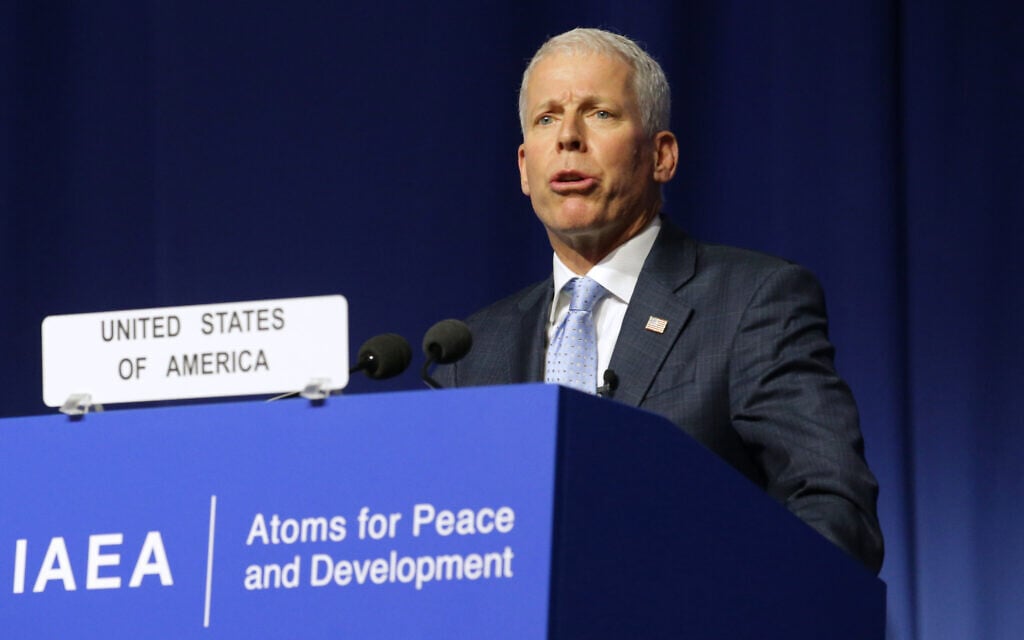 United States Secretary of Energy Chris Wright speaks during the annual General Conference of the International Atomic Energy Agency (IAEA) in Vienna, Austria, September 14, 2026. (AP Photo/Heinz-Peter Bader)