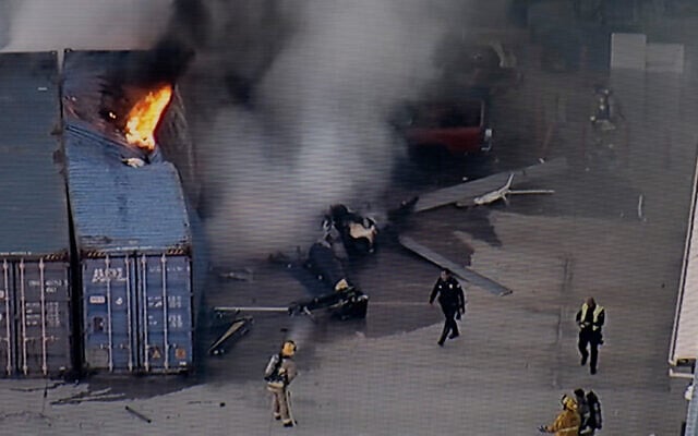 In this still image provided by KABC-TV shows first responders work the scene after a helicopter crashed near a bus crash in Chatsworth, a neighborhood in Los Angeles, September 15, 2026. (KABC-TV via AP) In this still image provided by KABC-TV shows first responders work the scene after a helicopter crashed near a bus crash in Chatsworth, a neighborhood in Los Angeles, September 15, 2026. (KABC-TV via AP)