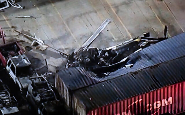 This still image provided by KABC-TV shows a helicopter that crashed near a deadly bus crash in Los Angeles on September 15, 2026. (KABC-TV via AP) This still image provided by KABC-TV shows a helicopter that crashed near a deadly bus crash in Los Angeles on September 15, 2026. (KABC-TV via AP)