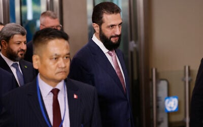 Syria’s President Ahmed al-Sharaa, right, arrives ahead of the 81st session of the United Nations General Assembly at United Nations headquarters, September 22, 2026. (AP Photo/Stefan Jeremiah) Syria’s President Ahmed al-Sharaa, right, arrives ahead of the 81st session of the United Nations General Assembly at United Nations headquarters, September 22, 2026. (AP Photo/Stefan Jeremiah)