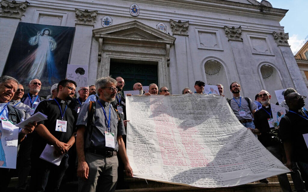 150 Catholic priests and nuns march toward Vatican to demand end to Gaza ‘genocide’
