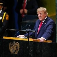 President Donald Trump speaks to the United Nations General Assembly, September 22, 2026, at the UN headquarters. (AP Photo/Julia Demaree Nikhinson)