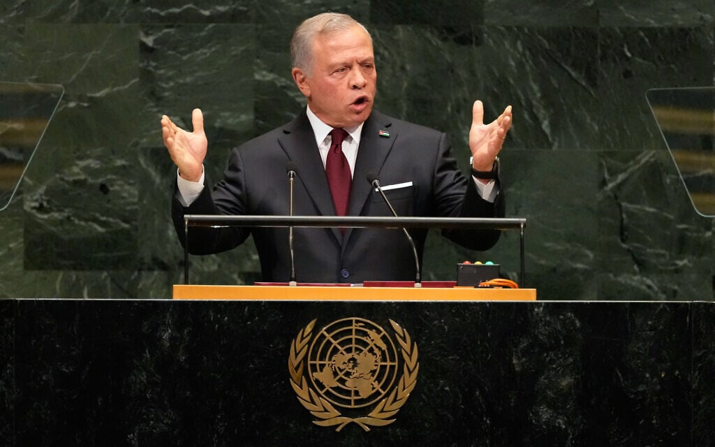 Jordan’s King Abdullah II speaks during the 81st session of the United Nations General Assembly at United Nations headquarters, September 22, 2026. (AP/Seth Wenig) Jordan’s King Abdullah II speaks during the 81st session of the United Nations General Assembly at United Nations headquarters, September 22, 2026. (AP/Seth Wenig)