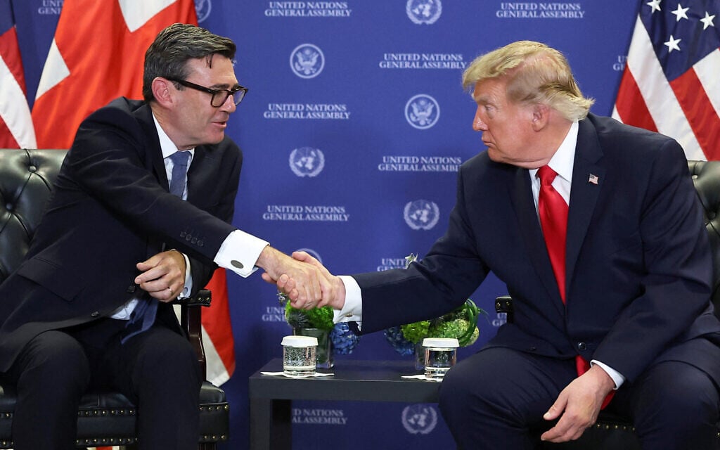 Britain’s Prime Minister Andy Burnham, left, meets with US President Donald Trump on the sidelines of the 81st United Nations General Assembly, in New York City, September 22, 2026. (Toby Melville/Pool Photo via AP) Britain’s Prime Minister Andy Burnham, left, meets with US President Donald Trump on the sidelines of the 81st United Nations General Assembly, in New York City, September 22, 2026. (Toby Melville/Pool Photo via AP)