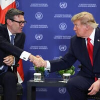 Britain’s Prime Minister Andy Burnham, left, meets with US President Donald Trump on the sidelines of the 81st United Nations General Assembly, in New York City, September 22, 2026. (Toby Melville/Pool Photo via AP)
