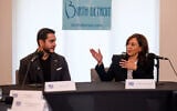 US senatorial candidate Abdul El-Sayed, left, and former US vice-president Kamala Harris participate in a roundtable discussion about reproductive health at Birth Detroit, in Detroit, September 22, 2026. (David Guralnick/Detroit News via AP, Pool)