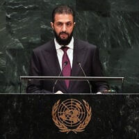 Syria’s President Ahmed al-Sharaa speaks during the 81st session of the United Nations General Assembly at United Nations headquarters, September 23, 2026. (AP Photo/Heather Khalifa)