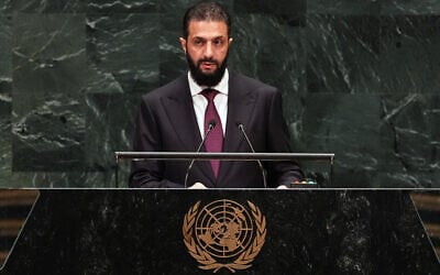 Syria’s President Ahmed al-Sharaa speaks during the 81st session of the United Nations General Assembly at United Nations headquarters, September 23, 2026. (AP Photo/Heather Khalifa) Syria’s President Ahmed al-Sharaa speaks during the 81st session of the United Nations General Assembly at United Nations headquarters, September 23, 2026. (AP Photo/Heather Khalifa)