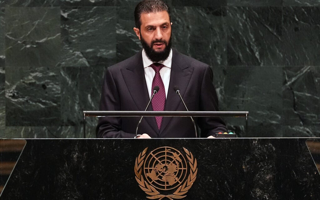 Syria’s President Ahmed al-Sharaa speaks during the 81st session of the United Nations General Assembly at United Nations headquarters, September 23, 2026. (AP Photo/Heather Khalifa) Syria’s President Ahmed al-Sharaa speaks during the 81st session of the United Nations General Assembly at United Nations headquarters, September 23, 2026. (AP Photo/Heather Khalifa)