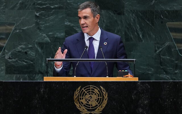 Spain’s President Pedro Sánchez Pérez-Castejón addresses the 81st session of the United Nations General Assembly at UN headquarters September 23, 2026. (AP Photo/Frank Franklin II) Spain’s President Pedro Sánchez Pérez-Castejón addresses the 81st session of the United Nations General Assembly at UN headquarters September 23, 2026. (AP Photo/Frank Franklin II)