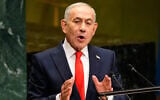 Prime Minister Benjamin Netanyahu speaks during the 81st session of the United Nations General Assembly at United Nations headquarters, September 24, 2026. (AP Photo/Yuki Iwamura)