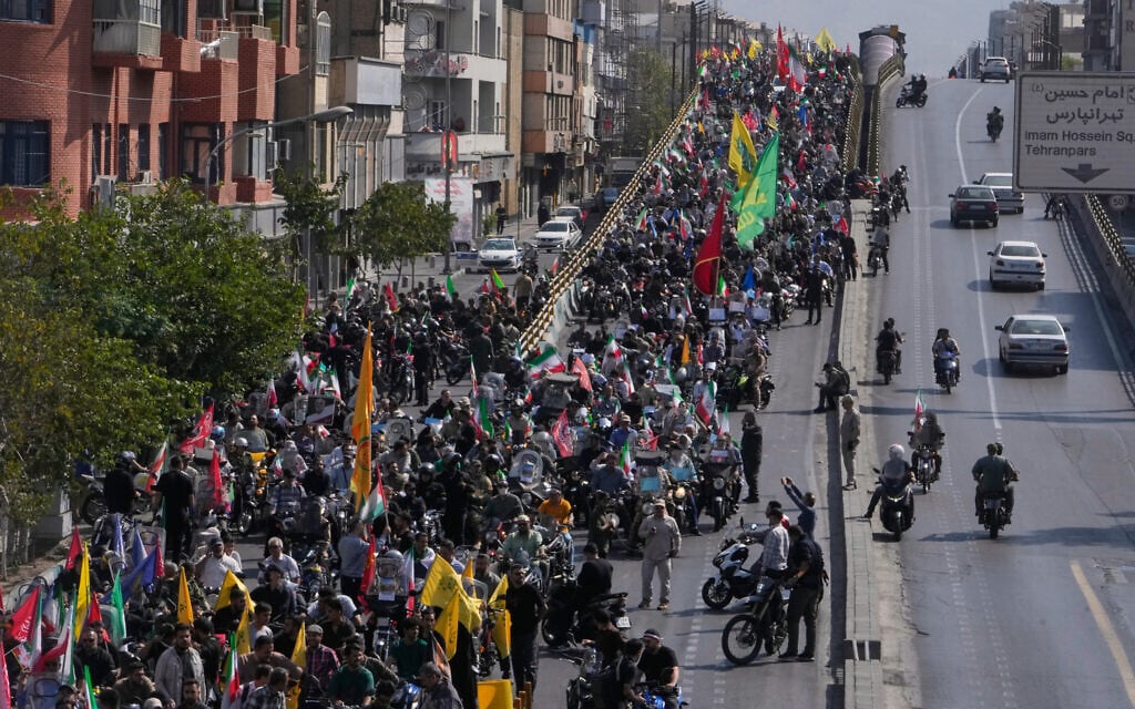 Motorcyclists ride during a state-organized motorcycle parade called “Janfada,” meaning “Sacrifice for Iran,”, in Tehran, Iran, September 25, 2026. (AP Photo/Vahid Salemi) Motorcyclists ride during a state-organized motorcycle parade called “Janfada,” meaning “Sacrifice for Iran,”, in Tehran, Iran, September 25, 2026. (AP Photo/Vahid Salemi)
