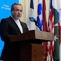Iran’s Foreign Minister Abbas Araghchi speaks to the media during the 81st session of the United Nations General Assembly, in New York City, September 25, 2026. (AP Photo/Yuki Iwamura)