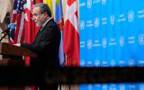 Iran’s Foreign Minister Abbas Araghchi speaks to the media during the 81st session of the United Nations General Assembly at United Nations headquarters, September 25, 2026. (Yuki Iwamura/AP)
