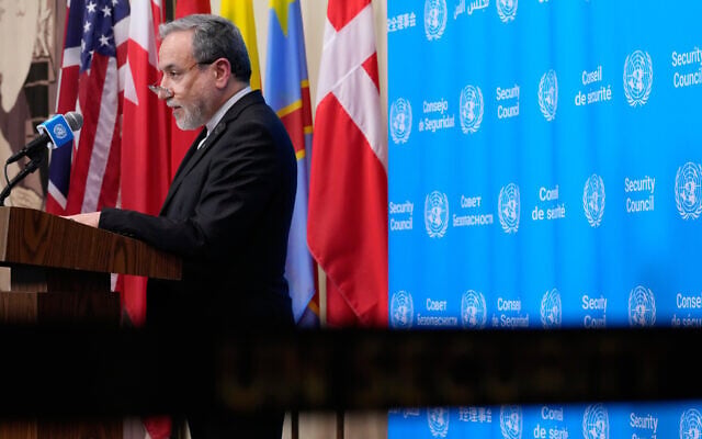 Iran’s Foreign Minister Abbas Araghchi speaks to the media during the 81st session of the United Nations General Assembly at United Nations headquarters, September 25, 2026. (Yuki Iwamura/AP)