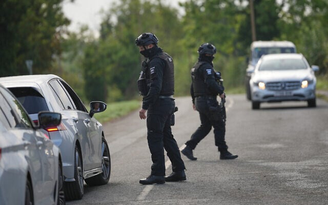 Police guard a road leading to RAF Fairford, in Fairford, England, September 28, 2026. (AP Photo/Alastair Grant) Police guard a road leading to RAF Fairford, in Fairford, England, September 28, 2026. (AP Photo/Alastair Grant)