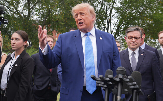 US President Donald Trump speaks to reporters at the White House in Washington, September 29, 2026, after meeting with top executives of AI firms. (AP Photo/Alex Brandon) US President Donald Trump speaks to reporters at the White House in Washington, September 29, 2026, after meeting with top executives of AI firms. (AP Photo/Alex Brandon)