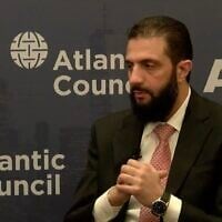 Screen capture from video of an interview with Syrian President Ahmed al-Sharaa at the Atlantic Council in New York, September 22, 2026. (Atlantic Council)
