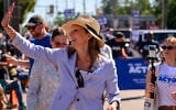 Dr. Amy Acton, the Democratic candidate for governor of Ohio, greets constituents along the parade route of the 54th Annual CDC Parade on September 7, 2026 in Cleveland, Ohio.  (Jeff Swensen/Getty Images via JTA)