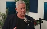 Blue and White Party leader Benny Gantz on the Lazar Focus podcast, September 18, 2026 (screenshot)