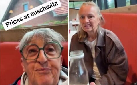Screenshots from a video posted by user FreeSpirit666 on TikTok, on September 14, 2026, captioned “Prices at Auschwitz". (Screenshots/FreeSpirit666 via TikTok)