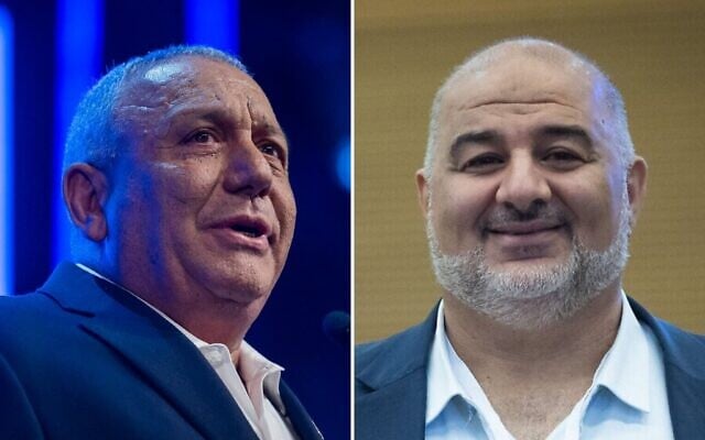 Yashar party chair Gadi Eisenkot (L) in Rosh HaAyin, September 7, 2026, and Ra'am party chair Mansour Abbas in Jerusalem, September 7, 2026. (Chaim Goldberg/Flash90, Yonatan Sindel/Flash90) Yashar party chair Gadi Eisenkot (L) in Rosh HaAyin, September 7, 2026, and Ra'am party chair Mansour Abbas in Jerusalem, September 7, 2026. (Chaim Goldberg/Flash90, Yonatan Sindel/Flash90)