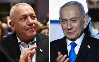Left to right: Gadi Eisenkot, leader of Yashar party and a former IDF chief of staff, attends andn election campaign rally in Nordiya, Israel, August 31, 2026. (Gili Yaari/Flash90); Prime Minister Benjamin Netanyahu and members of the Likud party attend an election campaign event in Tel Aviv, September 17, 2026. (Flash90) Left to right: Gadi Eisenkot, leader of Yashar party and a former IDF chief of staff, attends andn election campaign rally in Nordiya, Israel, August 31, 2026. (Gili Yaari/Flash90); Prime Minister Benjamin Netanyahu and members of the Likud party attend an election campaign event in Tel Aviv, September 17, 2026. (Flash90)