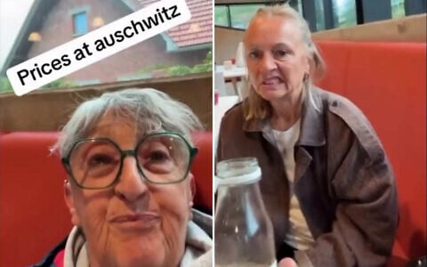 Screenshots from a video posted by user FreeSpirit666 on TikTok, on September 14, 2026, captioned “Prices at Auschwitz". (Screenshots/FreeSpirit666 via TikTok)