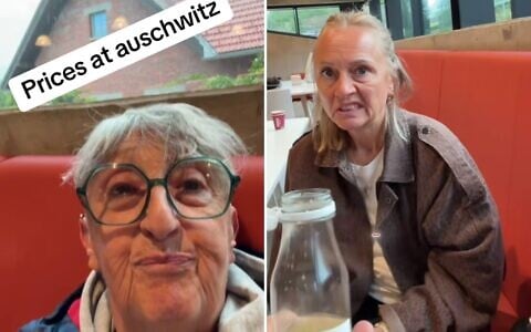 Screenshots from a video posted by user FreeSpirit666 on TikTok, on September 14, 2026, captioned “Prices at Auschwitz". (Screenshots/FreeSpirit666 via TikTok)