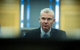 Justice Minister Yariv Levin at a press conference in the Knesset, May 10, 2026. (Yonatan Sindel/Flash90)